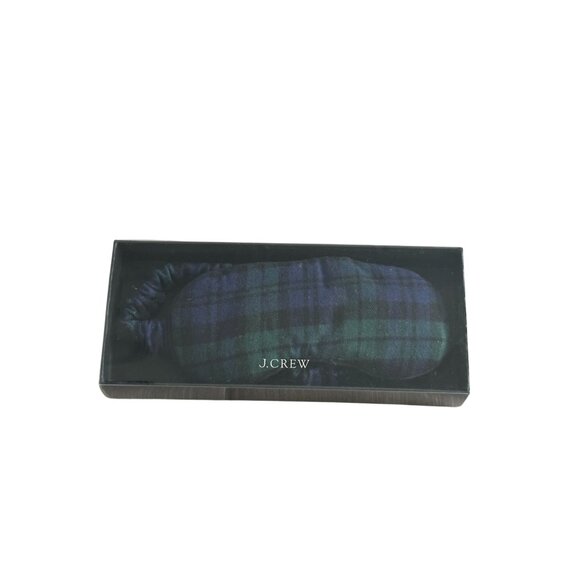 J CREW Navy Green Plaid Sleep Mask NEW NIB - Picture 1 of 5
